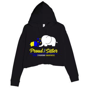 Proud Sister Down Syndrome Awareness Elephant Crop Fleece Hoodie