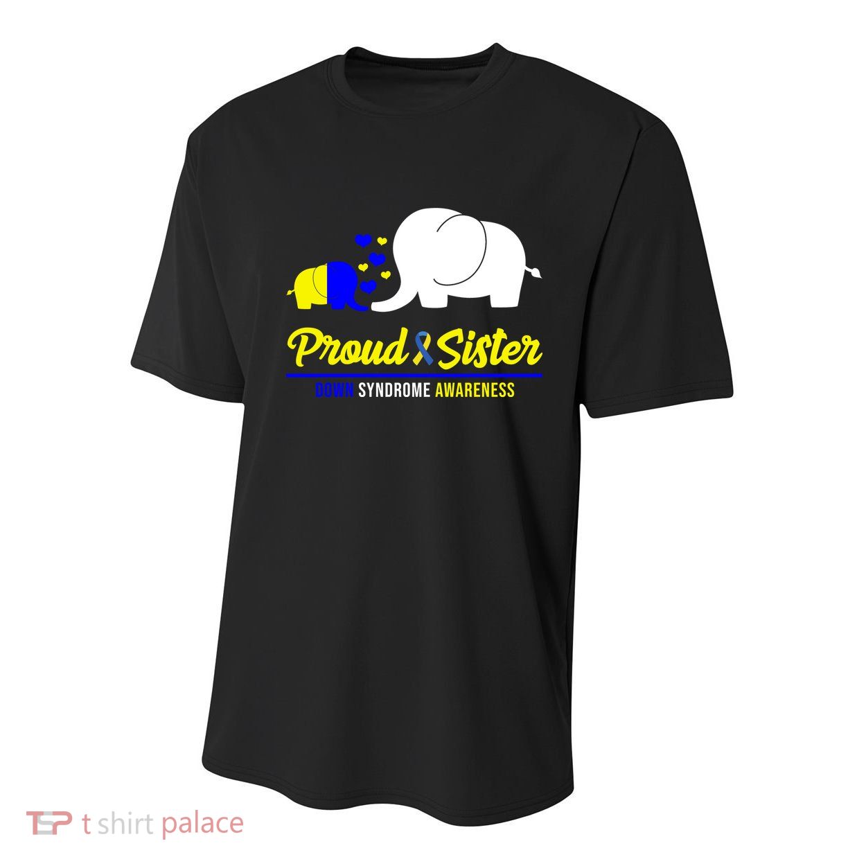 Proud Sister Down Syndrome Awareness Elephant Youth Performance Sprint T-Shirt