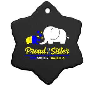 Proud Sister Down Syndrome Awareness Elephant Ceramic Star Ornament