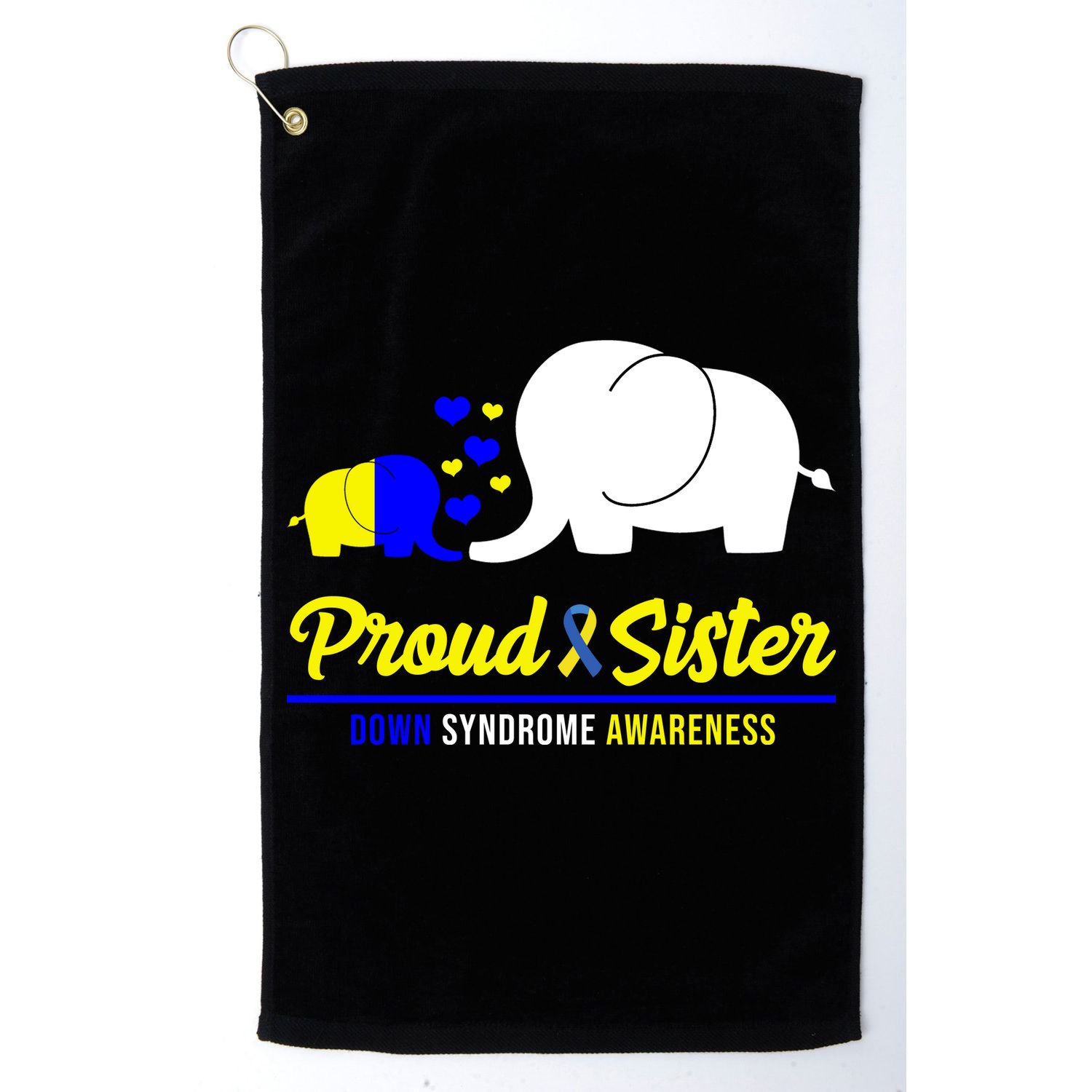 Proud Sister Down Syndrome Awareness Elephant Golf Towel