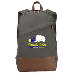 Proud Sister Down Syndrome Awareness Elephant Cotton Canvas Backpack