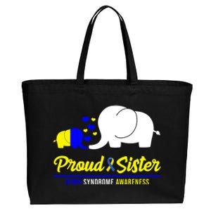 Proud Sister Down Syndrome Awareness Elephant Cotton Canvas Jumbo Tote