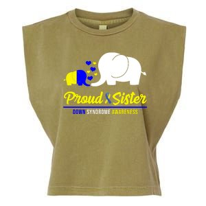 Proud Sister Down Syndrome Awareness Elephant Garment-Dyed Women's Muscle Tee