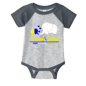 Proud Sister Down Syndrome Awareness Elephant Infant Baby Jersey Bodysuit