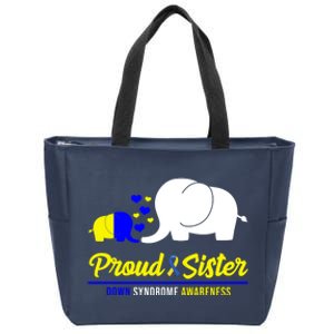 Proud Sister Down Syndrome Awareness Elephant Zip Tote Bag