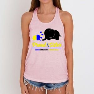 Proud Sister Down Syndrome Awareness Elephant Women's Knotted Racerback Tank