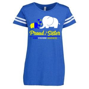 Proud Sister Down Syndrome Awareness Elephant Enza Ladies Jersey Football T-Shirt