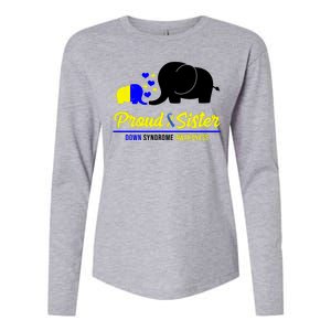 Proud Sister Down Syndrome Awareness Elephant Womens Cotton Relaxed Long Sleeve T-Shirt