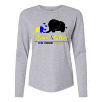 Proud Sister Down Syndrome Awareness Elephant Womens Cotton Relaxed Long Sleeve T-Shirt