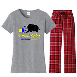 Proud Sister Down Syndrome Awareness Elephant Women's Flannel Pajama Set