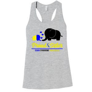 Proud Sister Down Syndrome Awareness Elephant Women's Racerback Tank