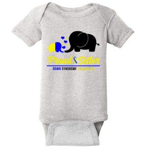 Proud Sister Down Syndrome Awareness Elephant Baby Bodysuit