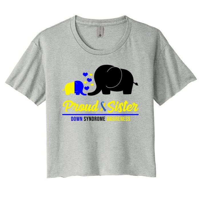 Proud Sister Down Syndrome Awareness Elephant Women's Crop Top Tee