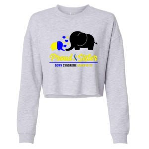 Proud Sister Down Syndrome Awareness Elephant Cropped Pullover Crew