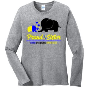 Proud Sister Down Syndrome Awareness Elephant Ladies Long Sleeve Shirt