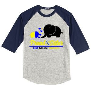 Proud Sister Down Syndrome Awareness Elephant Kids Colorblock Raglan Jersey