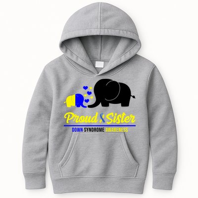 Proud Sister Down Syndrome Awareness Elephant Kids Hoodie
