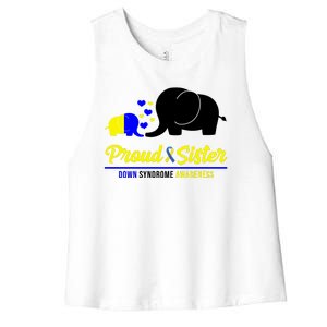 Proud Sister Down Syndrome Awareness Elephant Women's Racerback Cropped Tank