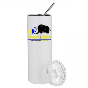 Proud Sister Down Syndrome Awareness Elephant Stainless Steel Tumbler