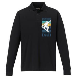 Proud Snowboarding Dad Father Snowboarder Snowboard Daddy Gift Performance Long Sleeve Polo