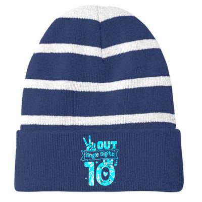 Peaceout Single Digits IM 10 Digits Tie Dye Birthday Girl Striped Beanie with Solid Band