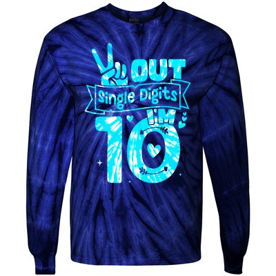 Peaceout Single Digits IM 10 Digits Tie Dye Birthday Girl Tie-Dye Long Sleeve Shirt