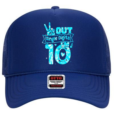 Peaceout Single Digits IM 10 Digits Tie Dye Birthday Girl High Crown Mesh Back Trucker Hat