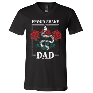 Proud Snake Dad Father Owner Animals Pet Rattlesnake Gift V-Neck T-Shirt