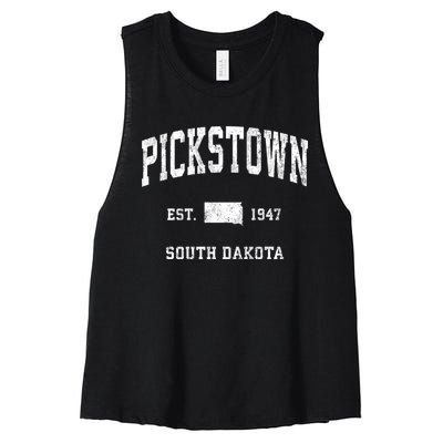 Pickstown South Dakota Sd Vintage Athletic Sports Women's Racerback Cropped Tank