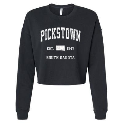 Pickstown South Dakota Sd Vintage Athletic Sports Cropped Pullover Crew