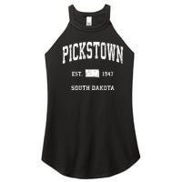 Pickstown South Dakota Sd Vintage Athletic Sports Women's Perfect Tri Rocker Tank