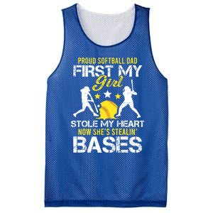 Proud Softball Dad Father Day Coach Sport Cute Gift Mesh Reversible Basketball Jersey Tank