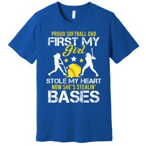 Proud Softball Dad Father Day Coach Sport Cute Gift Premium T-Shirt