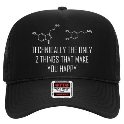 Psychology Serotonin Dopamine Chemical Formula Psychologist High Crown Mesh Back Trucker Hat