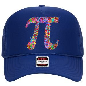 Pi Symbol Drip Art Gift High Crown Mesh Back Trucker Hat