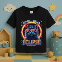 Partial Solar Eclipse 2025 March 29 2025 Solar Eclipse Cat Toddler T-Shirt