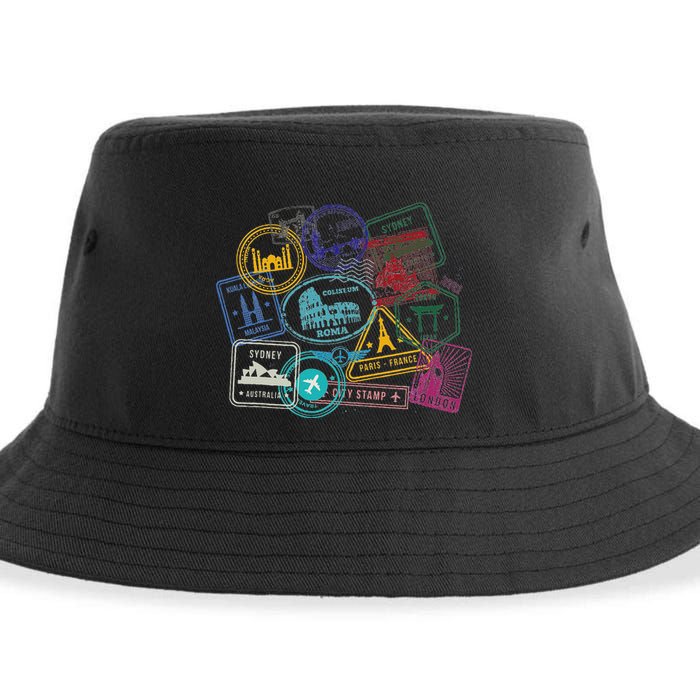 Passport Stamps Edition Travel Sustainable Bucket Hat