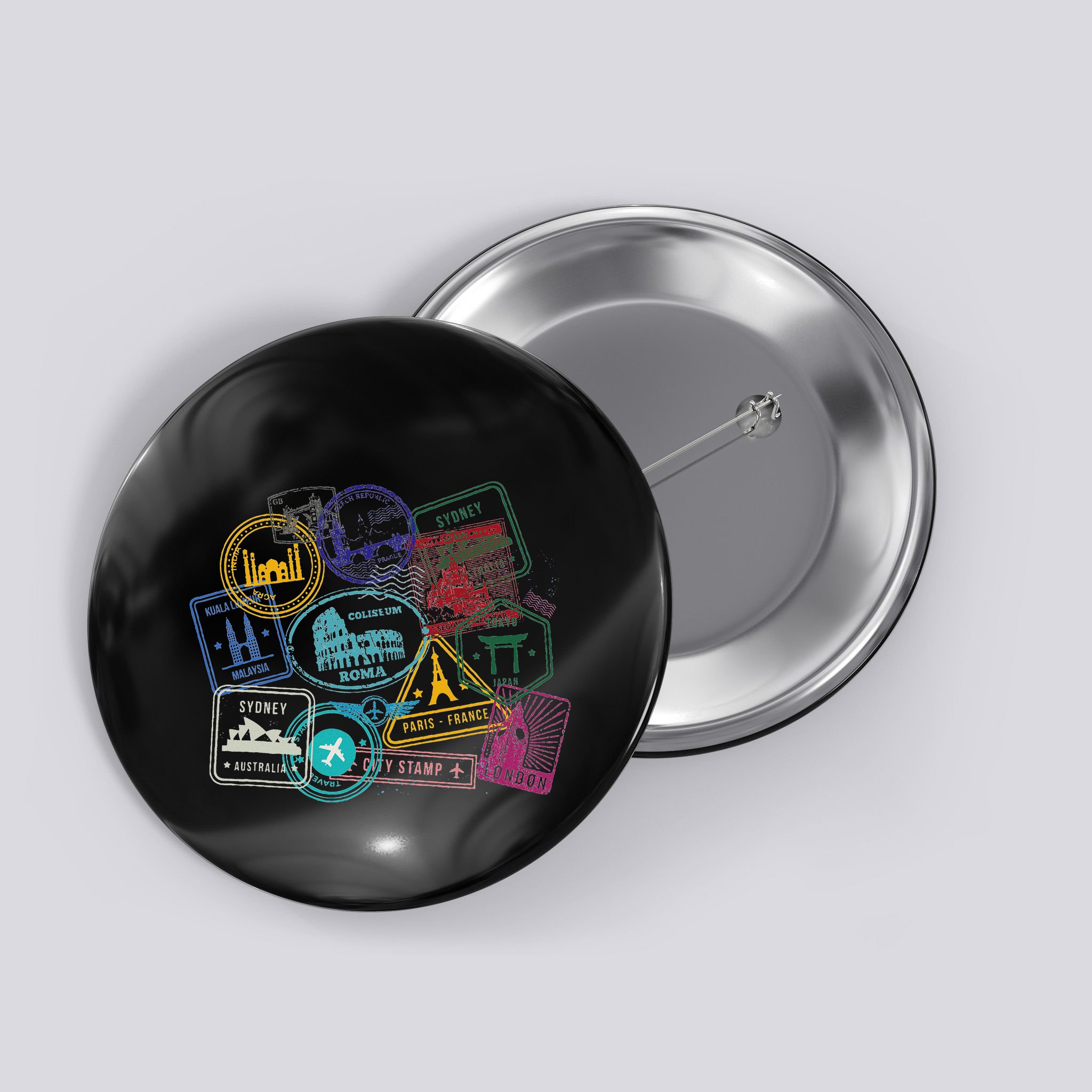 Passport Stamps Edition Travel Button