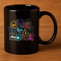 Passport Stamps Edition Travel 11oz C Handle Ceramic Mug