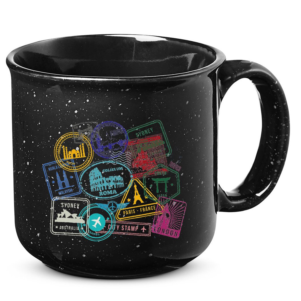 Passport Stamps Edition Travel 15oz Campfire Ceramic Mug