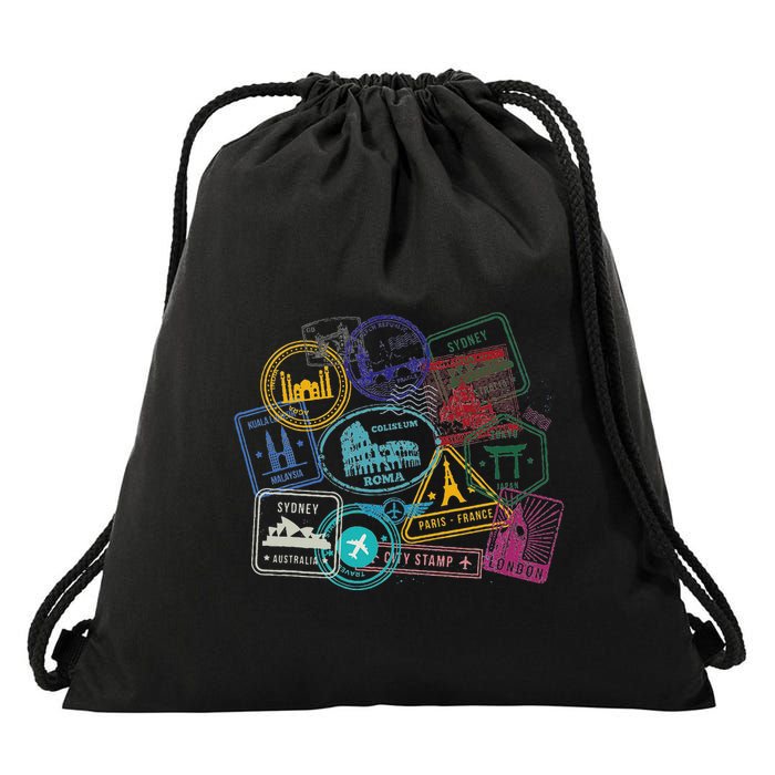 Passport Stamps Edition Travel Drawstring Bag