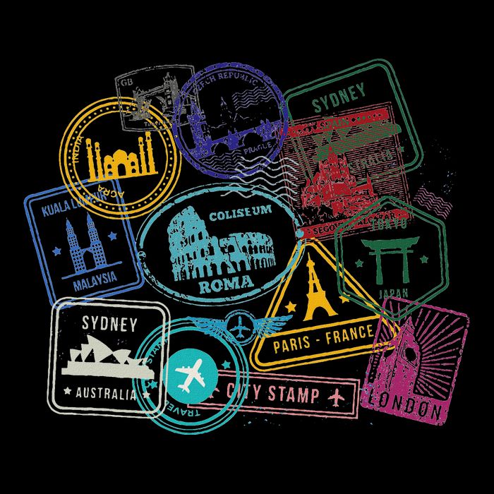 Passport Stamps Edition Travel Drawstring Bag