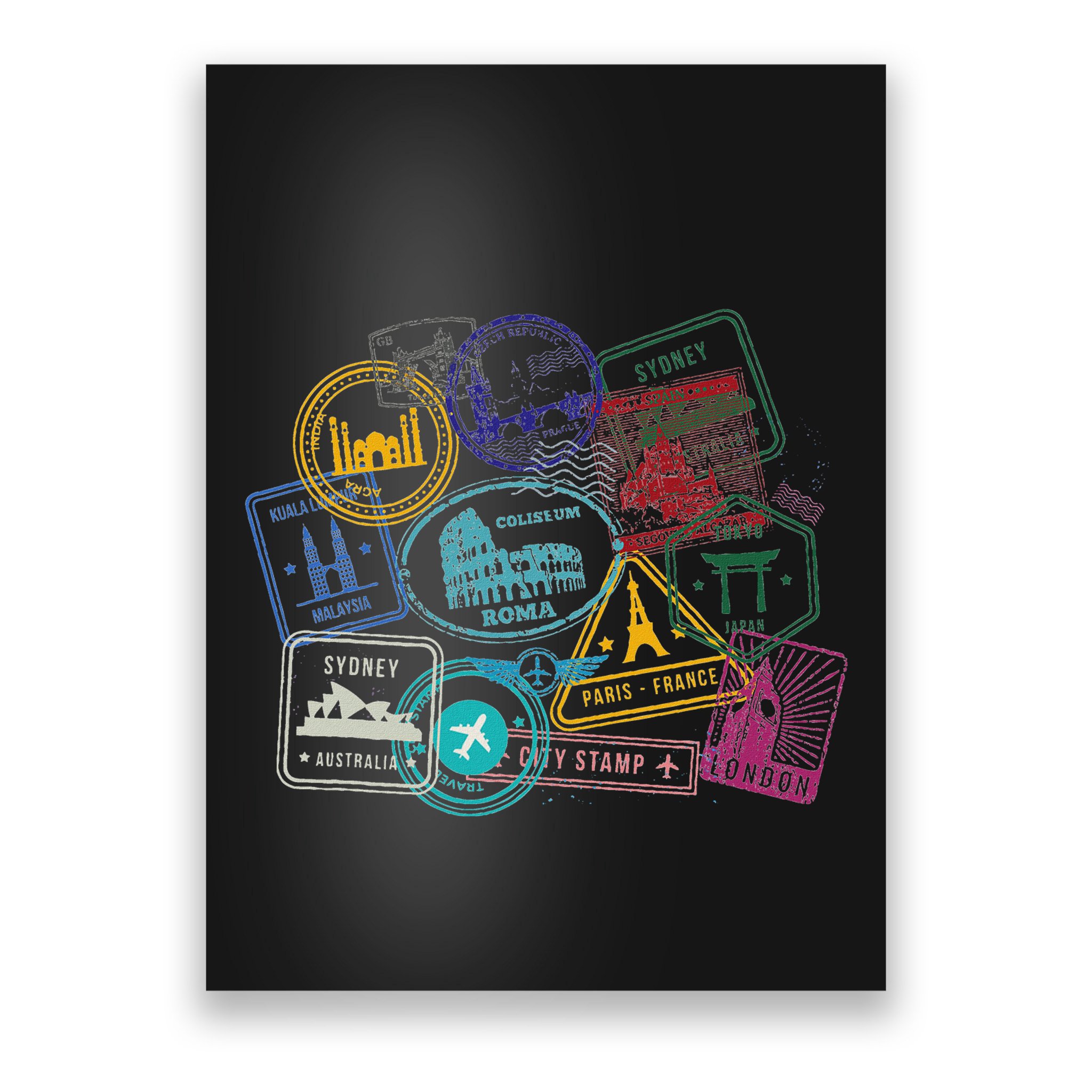 Passport Stamps Edition Travel Poster