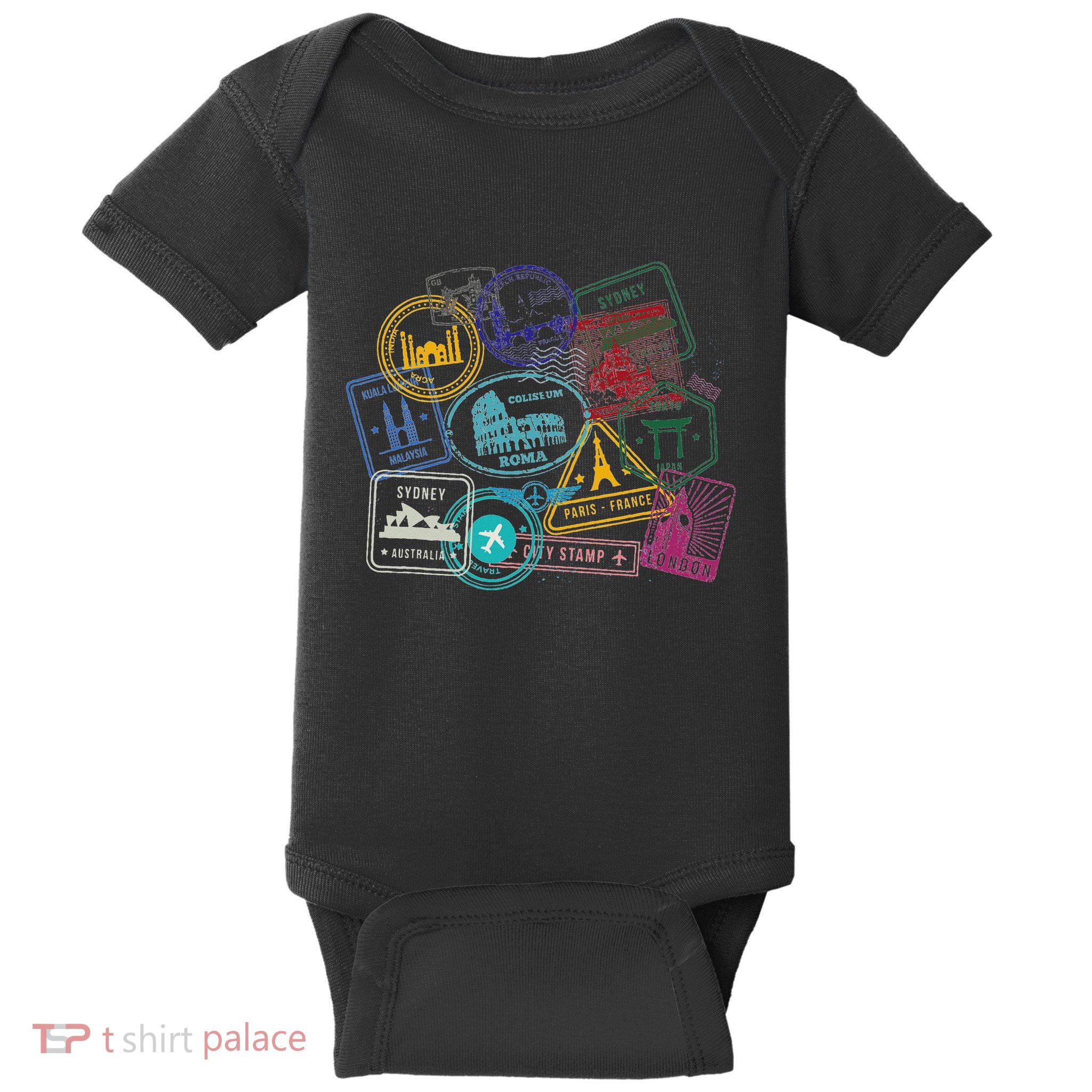 Passport Stamps Edition Travel Baby Bodysuit