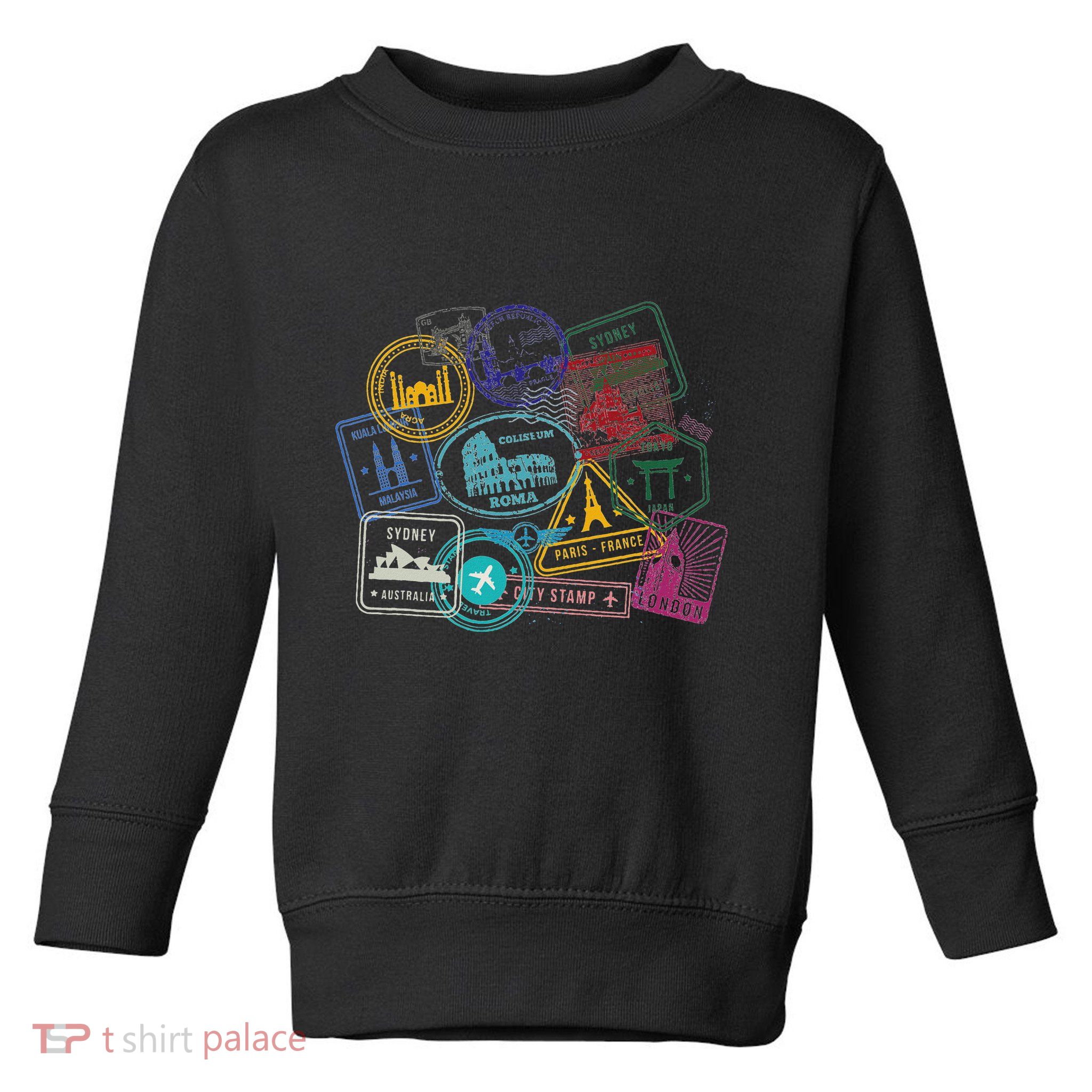 Passport Stamps Edition Travel Toddler Sweatshirt