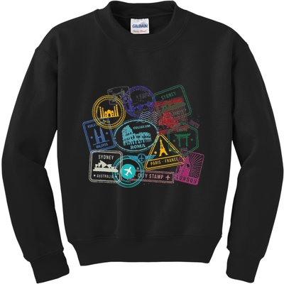 Passport Stamps Edition Travel Kids Sweatshirt