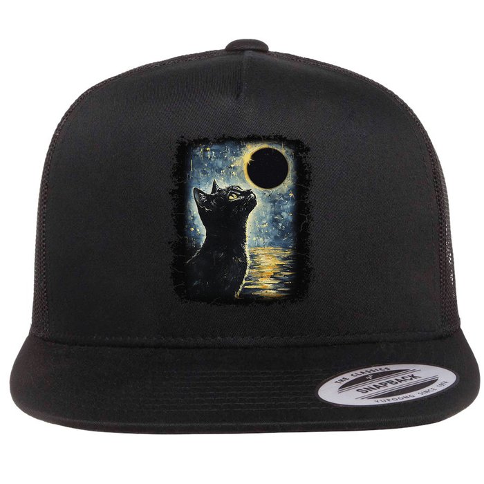 Partial Solar Eclipse For Cat Lover Flat Bill Trucker Hat