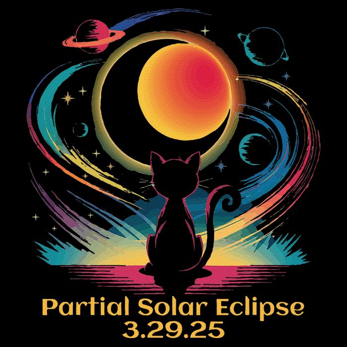 Partial Solar Eclipse 2025 Cat Lover Astronomy 3.29.25 Daily Commute Backpack
