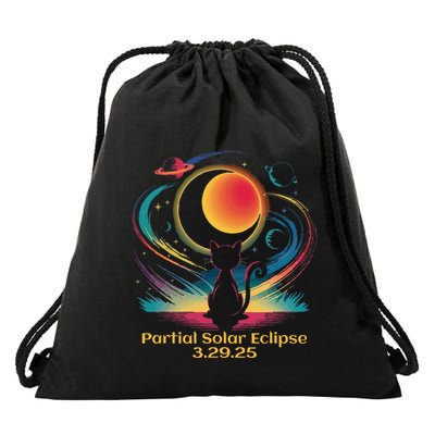 Partial Solar Eclipse 2025 Cat Lover Astronomy 3.29.25 Drawstring Bag