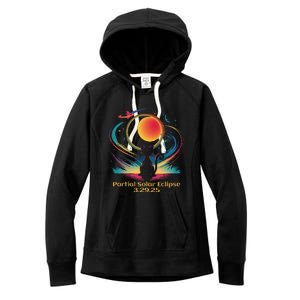 Partial Solar Eclipse 2025 Cat Lover Astronomy 3.29.25 Women's Fleece Hoodie